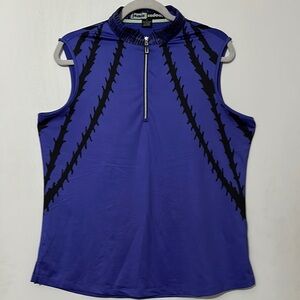Jamie Sadock Blue Purple Graphic Zippered Tank Top